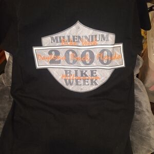 VINTAGE Bike Week 2000 Millennium Black Heavy Cotton T-Shirt  Size Medium